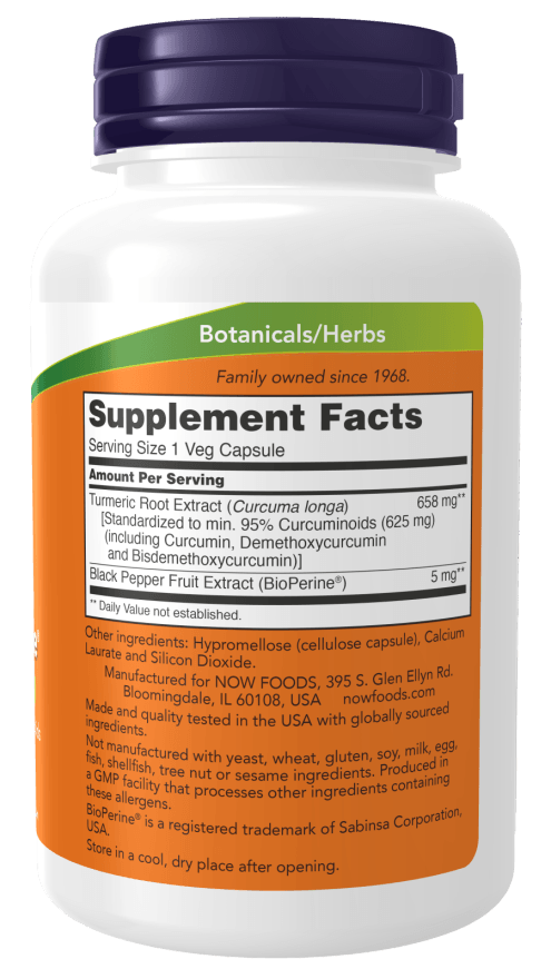 Now Turmeric Curcumin BioPerine 90v