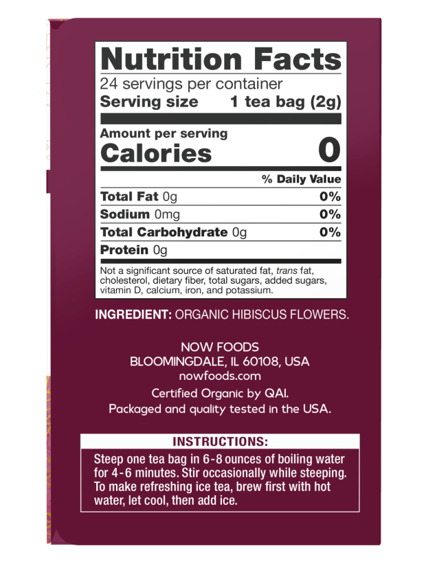 Now Hibiscus Tea Organic 24bg