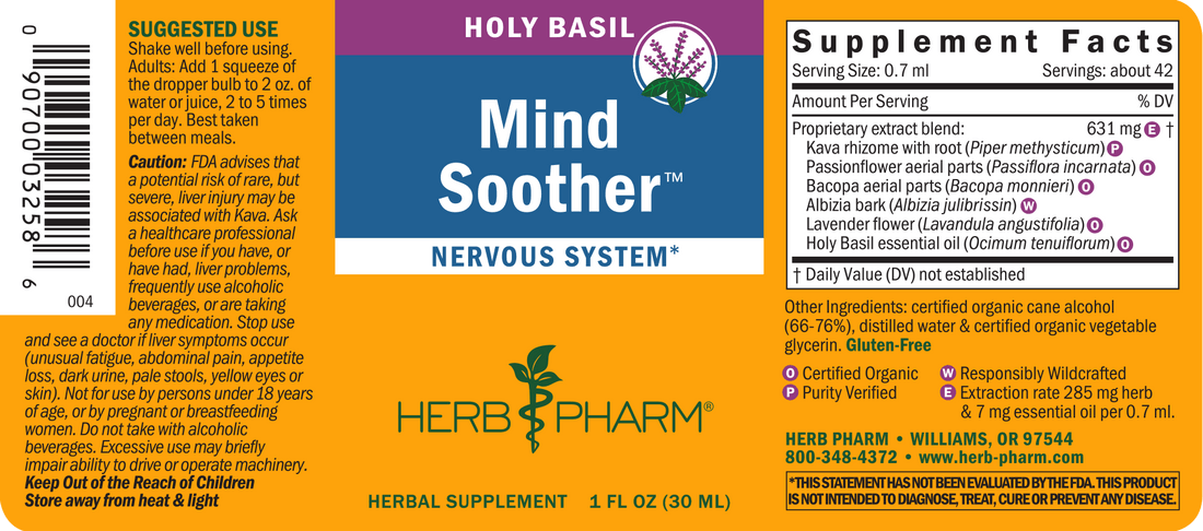 Herb Pharm Mind Soother Holy Basil 1oz