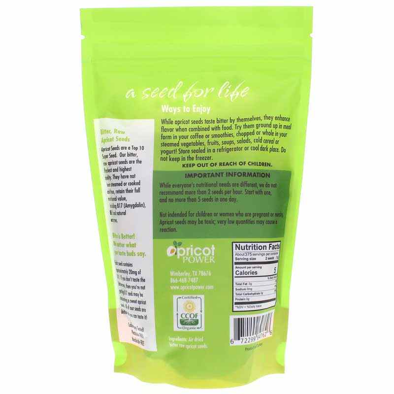 Apricot Power Kernals Bitter Raw Organic 1lb