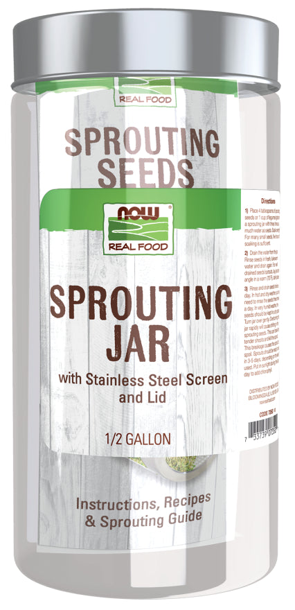 Now Sprouting Jar with Lid 1/2 Gallon