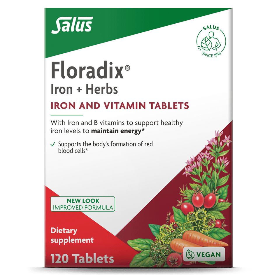 Front Label Floradix Iron 120tb | Healthway