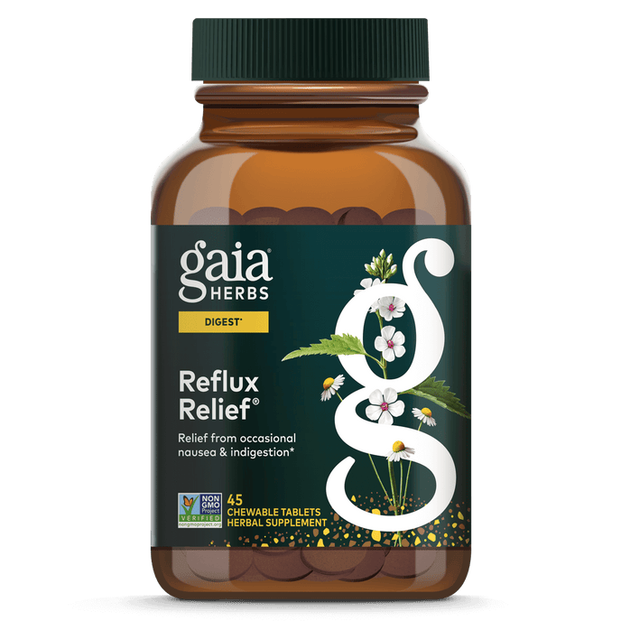 Front Label Gaia Reflux Relief 45tb | Healthway
