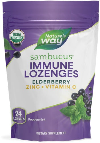 Natures Way Sambucus Zinc Lozenges Peppermint 24lz