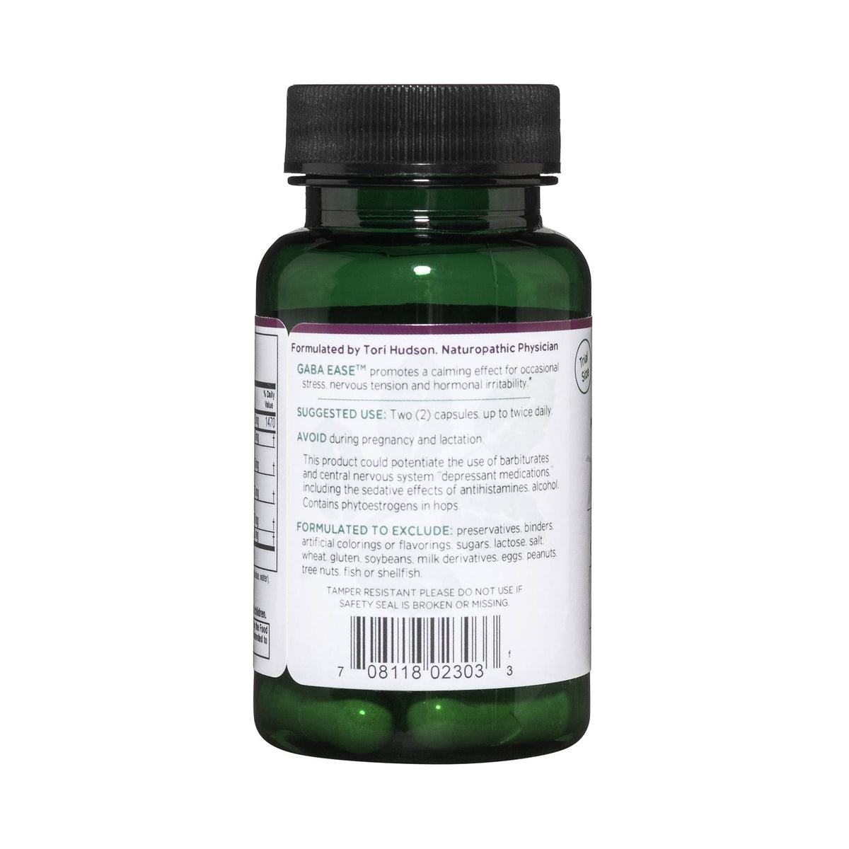 Side Label Vitanica GABA Ease 15cp | Healthway