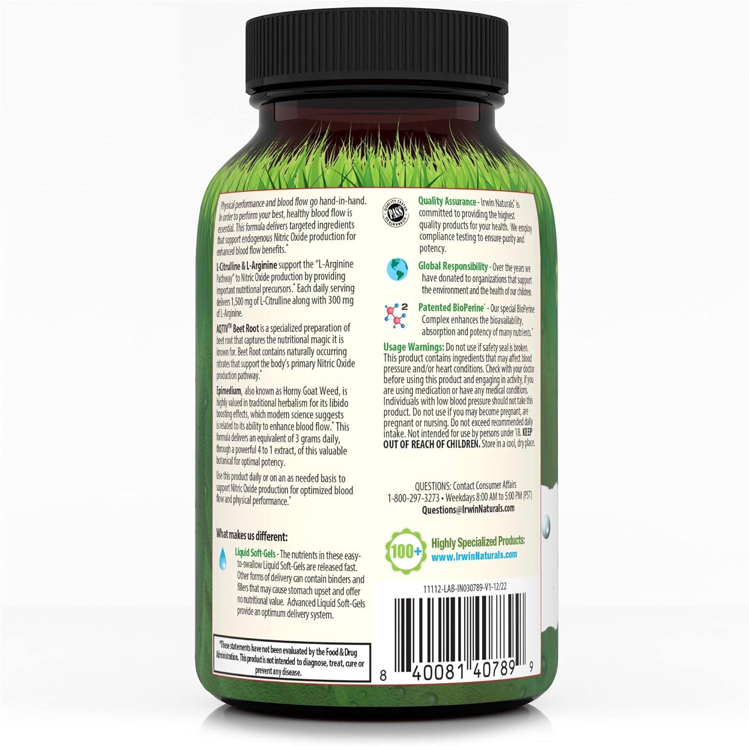 Irwin L-Citruline L-Arginine Boost 60sg