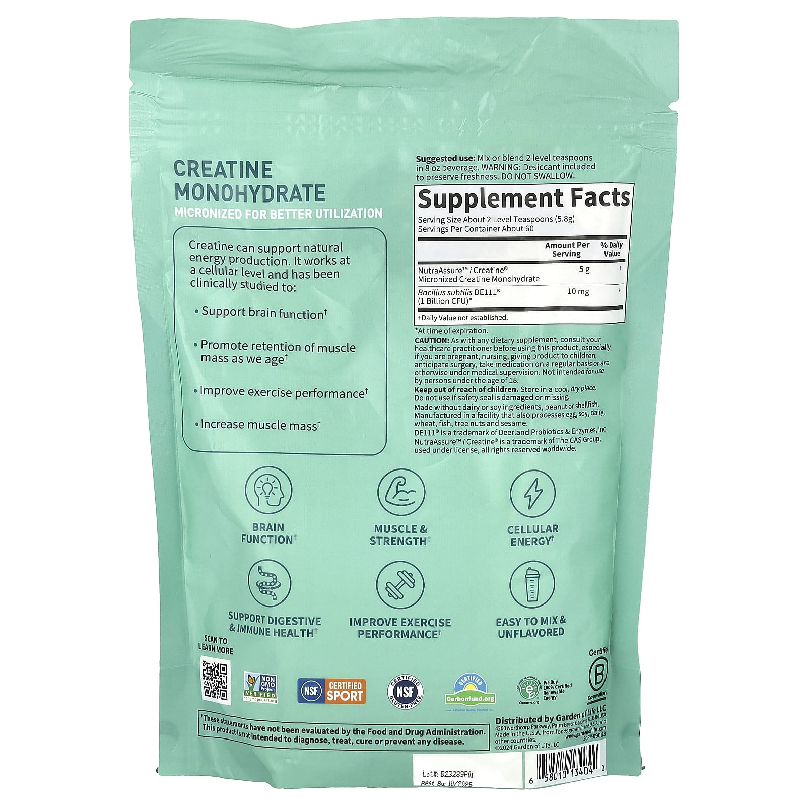 Garden of Life Sport Creatine Plus Probiotics 12oz