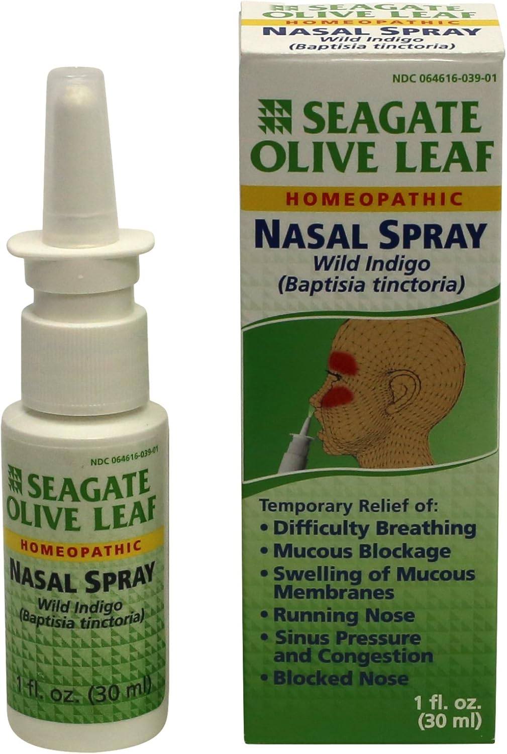 Front Label Seagate Olive Nasal Spray 1oz | Healthway