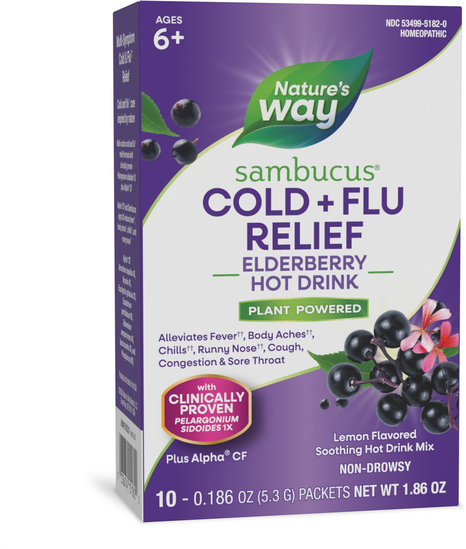 Natures Way Sambucus Cold + Flu Relief Hot Drink 10pk