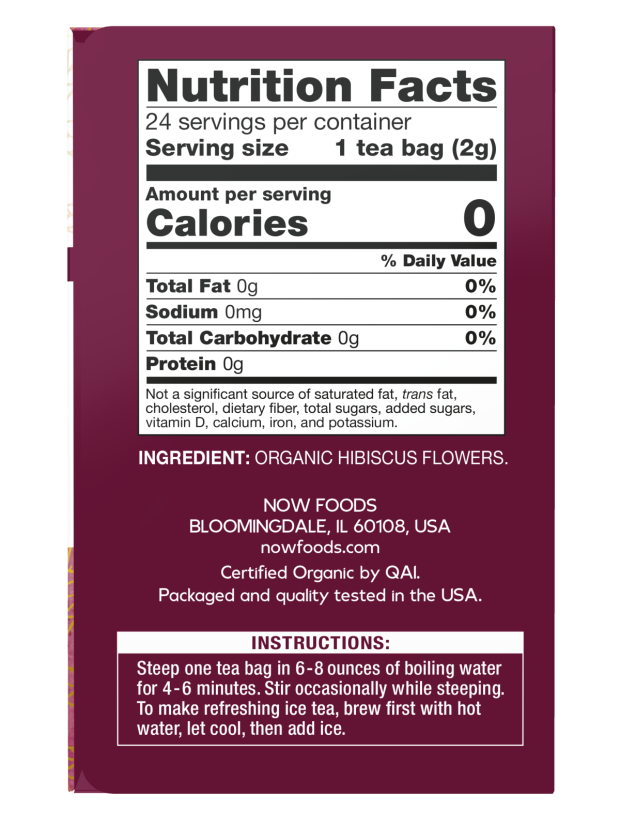 Grocery[0] - Now Hibiscus Tea Organic 24bg