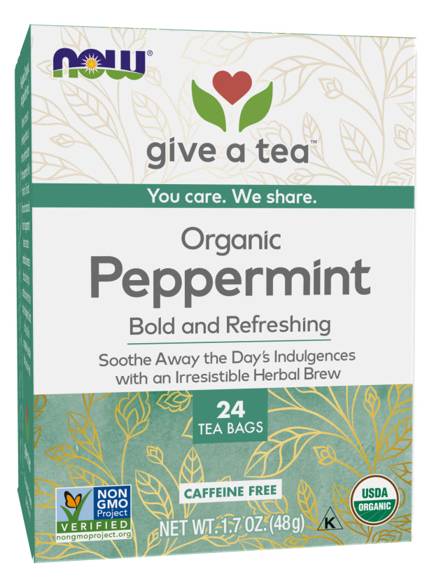 NOW PEPPERMINT TEA BAGS ORGANIC 24 BAGS-[HealthWay]