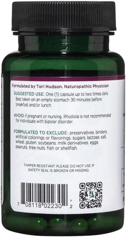 Back Label Vitanica Rhodiola 60cp | Healthway