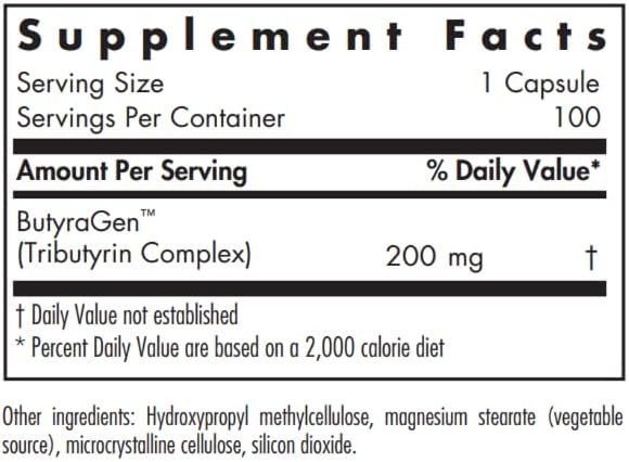 Supplement Facts NutriCology ButyrAid 100cp | Healthway