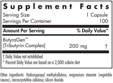 Supplement Facts NutriCology ButyrAid 100cp | Healthway