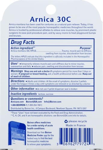 Back Label Boiron Arnica 30C 3pk | Healthway