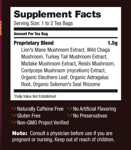 Supplement Facts Bravo Six Mushroom Defense Tea | Healthway