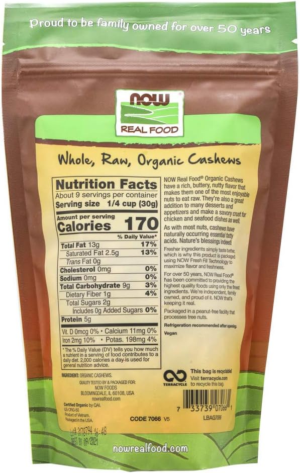 back of cashew package