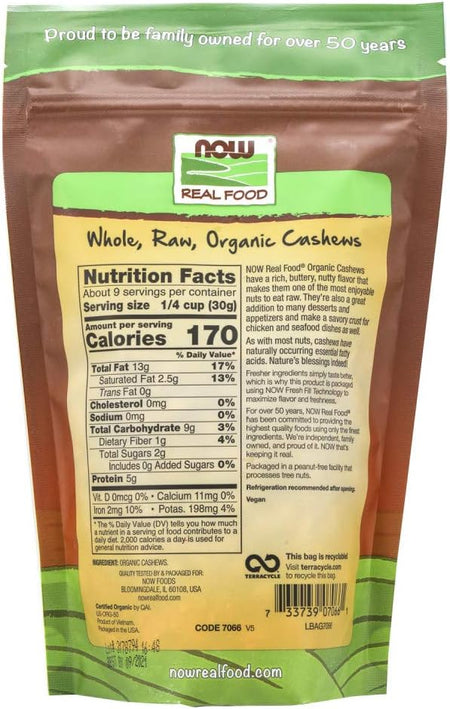 back of cashew package