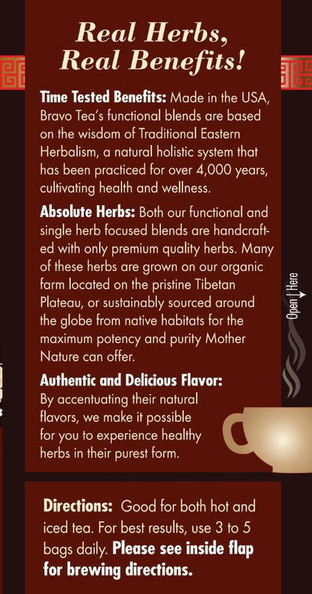 Side Label Bravo Tea Lions Mane 20bg | Healthway