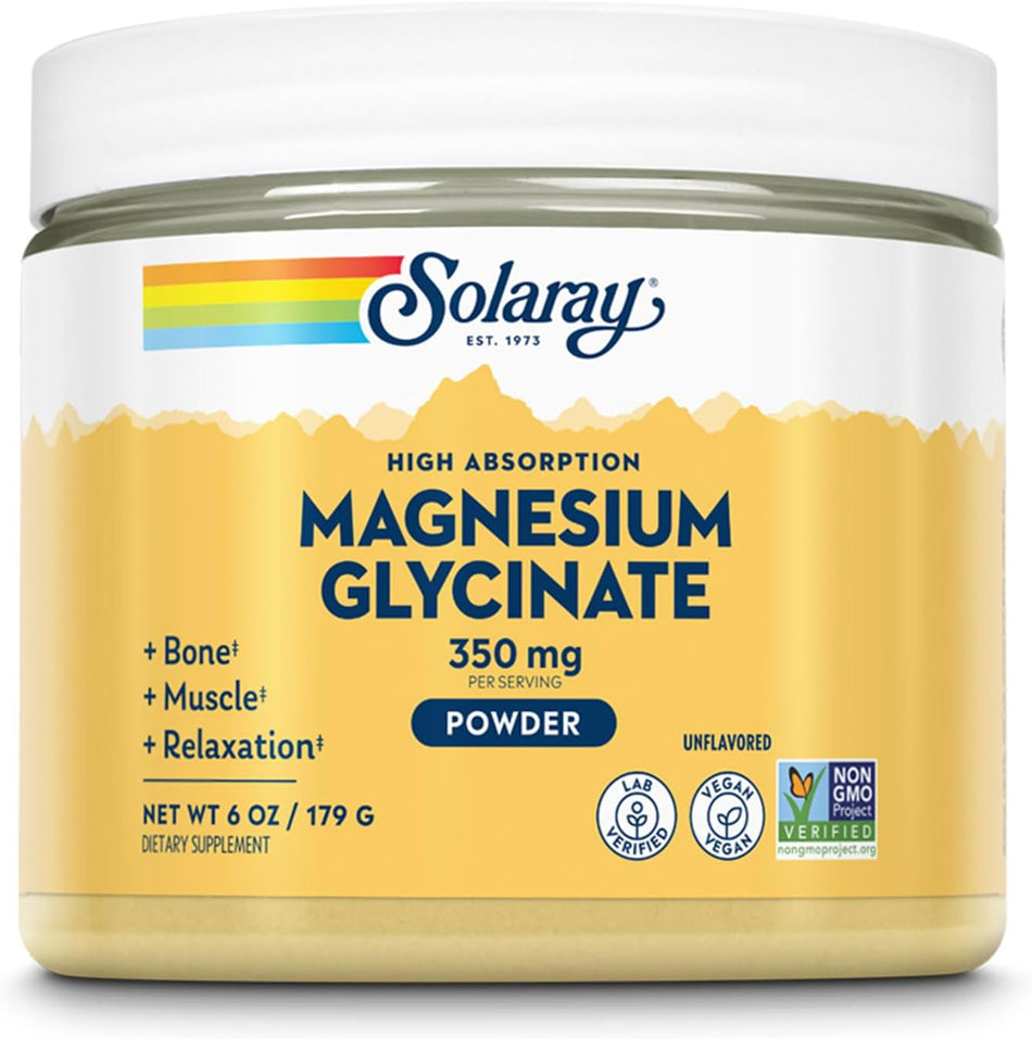 Solaray Magnesium Glycinate Powder 350mg 6oz