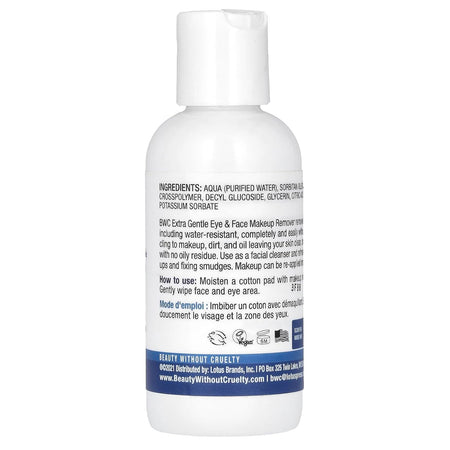Back Label BWC Eye Makeup Remover 4oz | Healthway