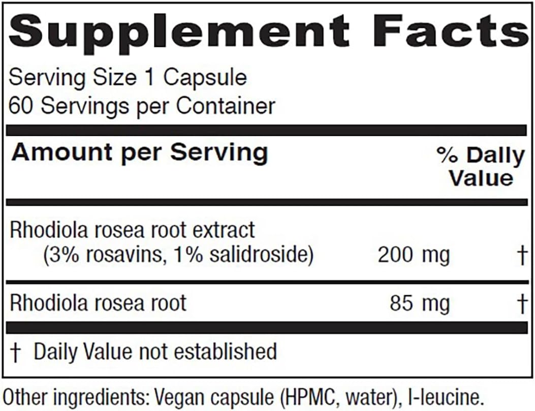 Supplement Facts Vitanica Rhodiola 60cp | Healthway