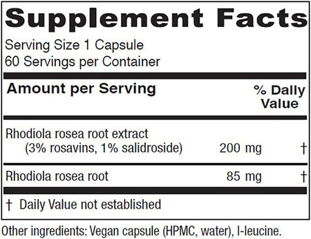 Supplement Facts Vitanica Rhodiola 60cp | Healthway