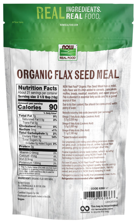 Supplements - Now Flax Seed Meal Organic 12oz