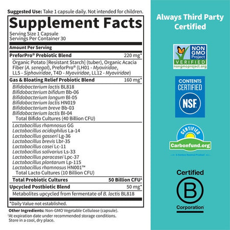 GoL Dr Probiotic Gas & Bloating 50Bill 30ct-[HealthWay]