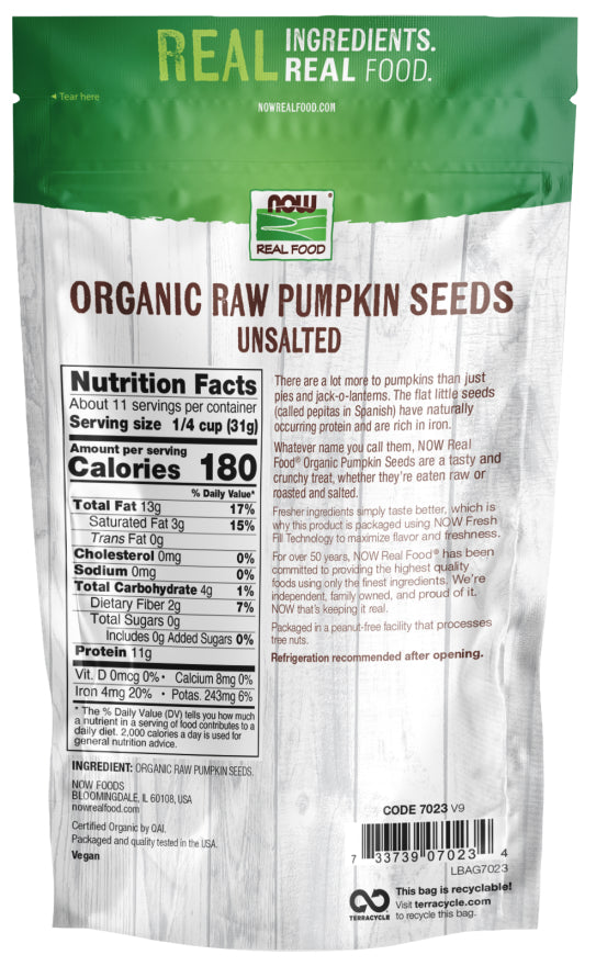 NOW ORGANIC PUMPKIN SEEDS 12 OZ-[HealthWay]