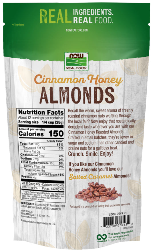 Now Almonds Cinnamon Honey 12oz-[HealthWay]