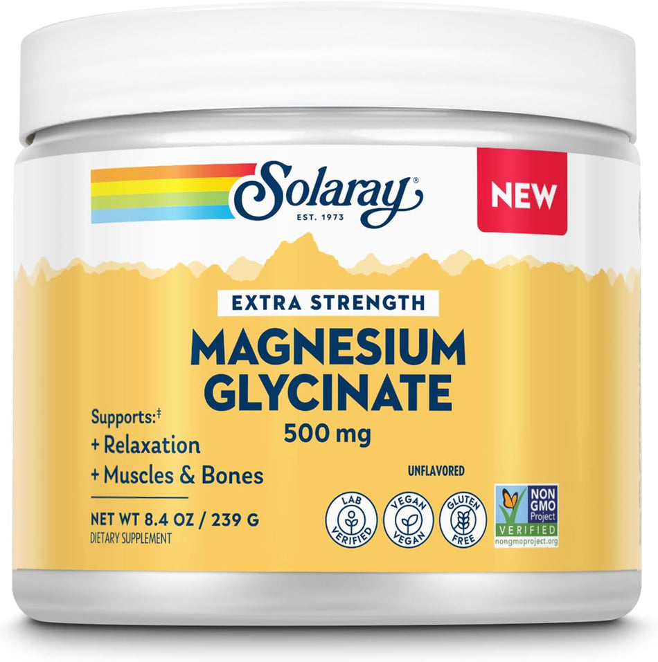 Solaray Magnesium Glycinate Extra Strength Powder 500mg 8.4oz