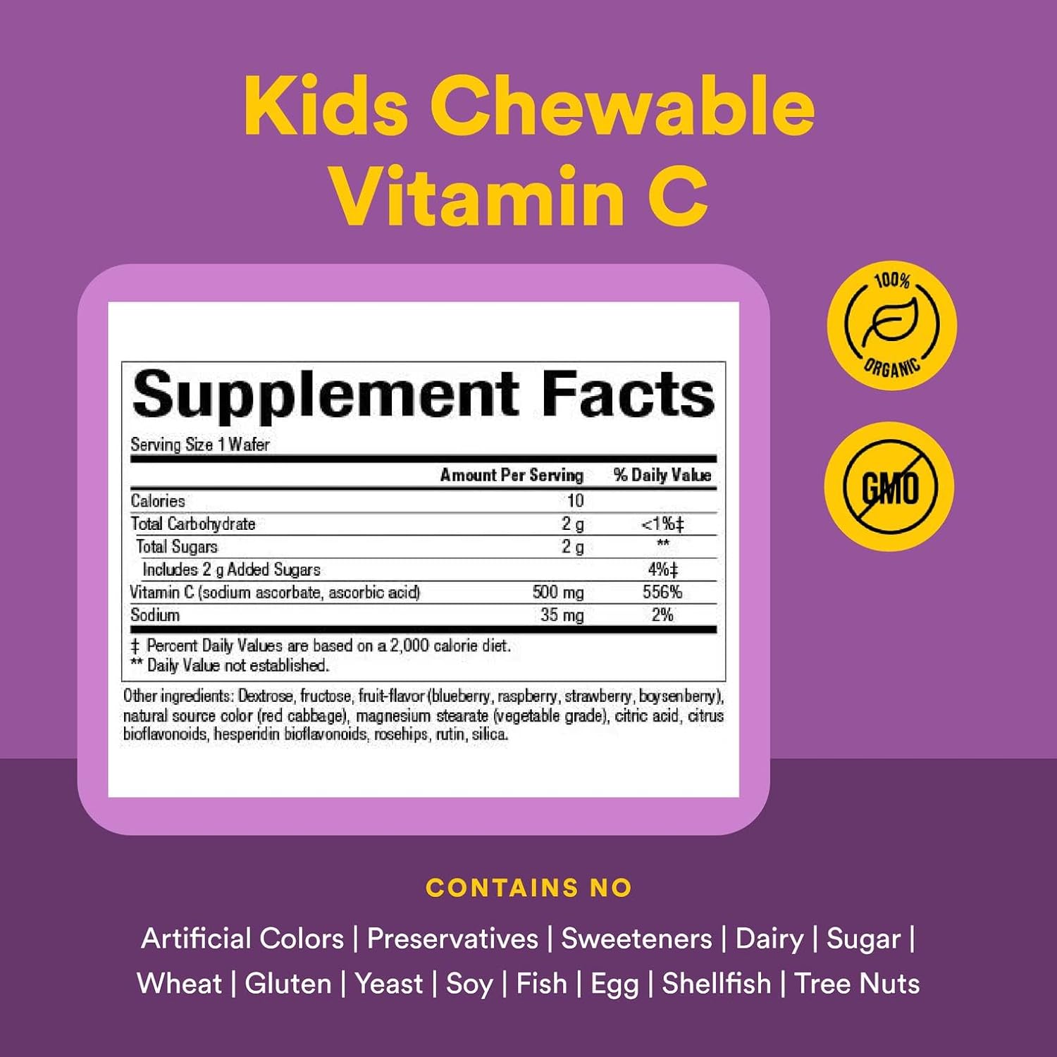Natural Factors Vitamin C 500mg Blue Raspberry 90ch