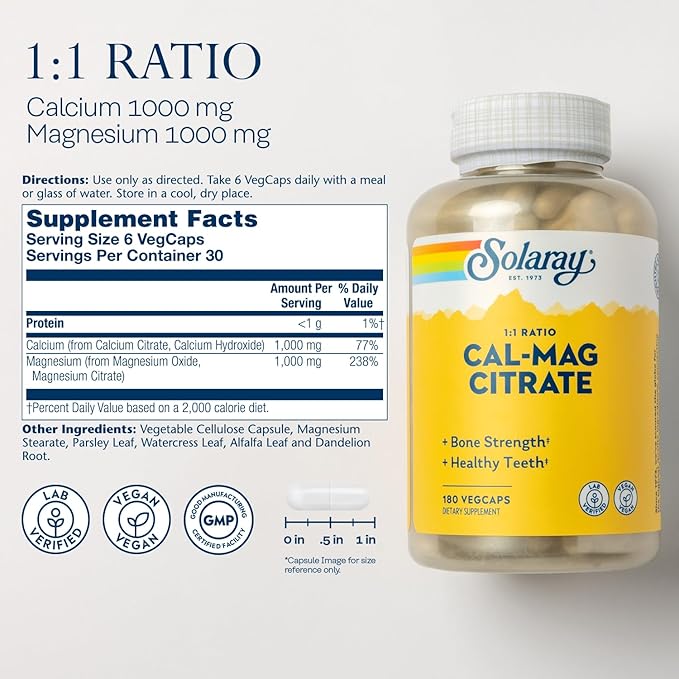 Solaray Cal Mag Citrate 1:1 180cp