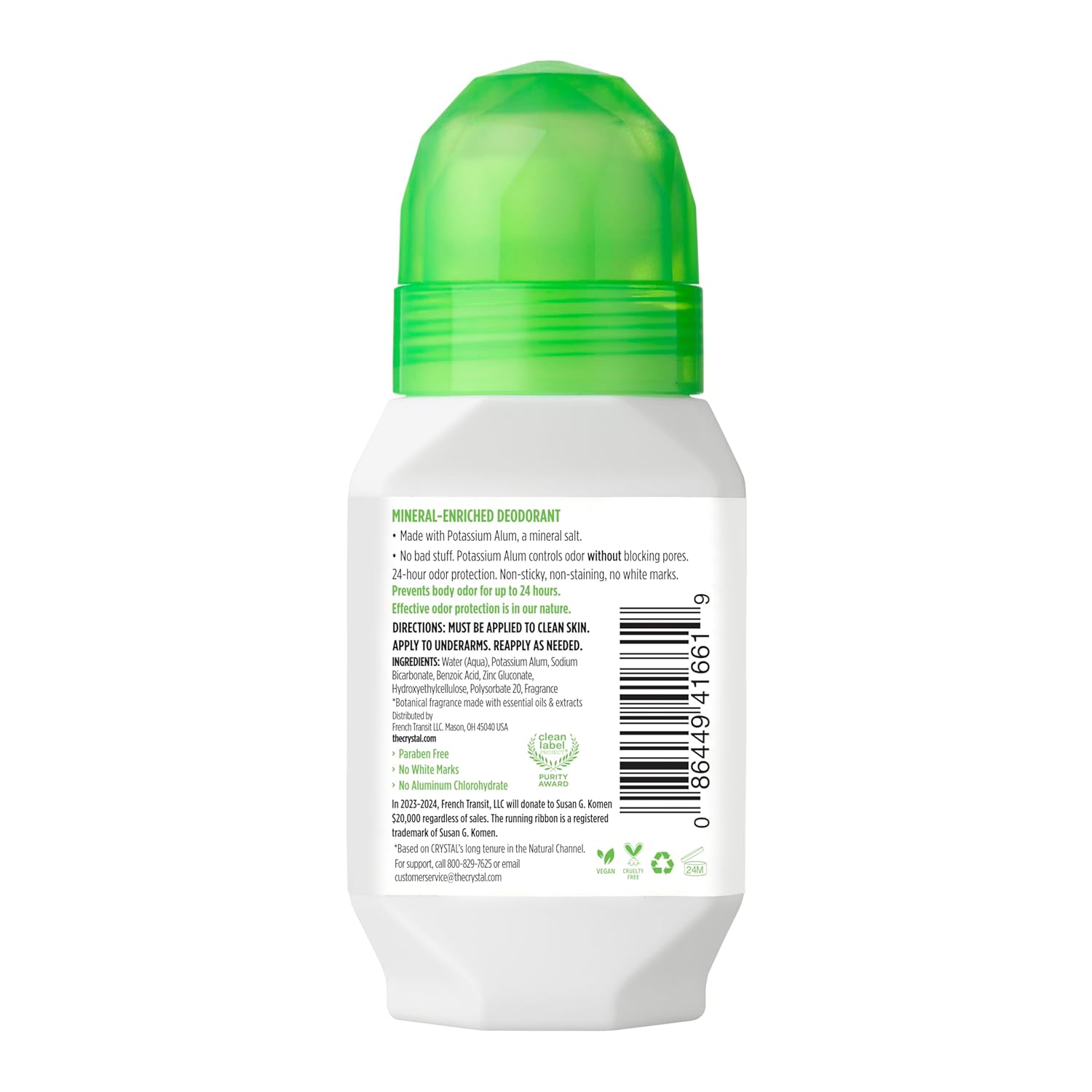 Crystal Deodorant Roll On Vanilla Jasmine 2.25oz