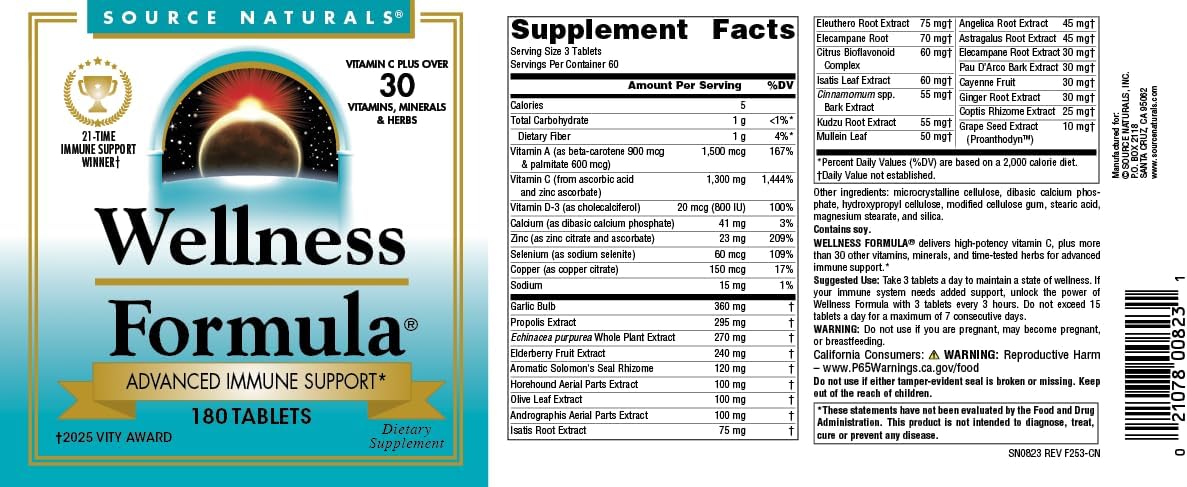 Source Naturals Wellness Formula 180tb