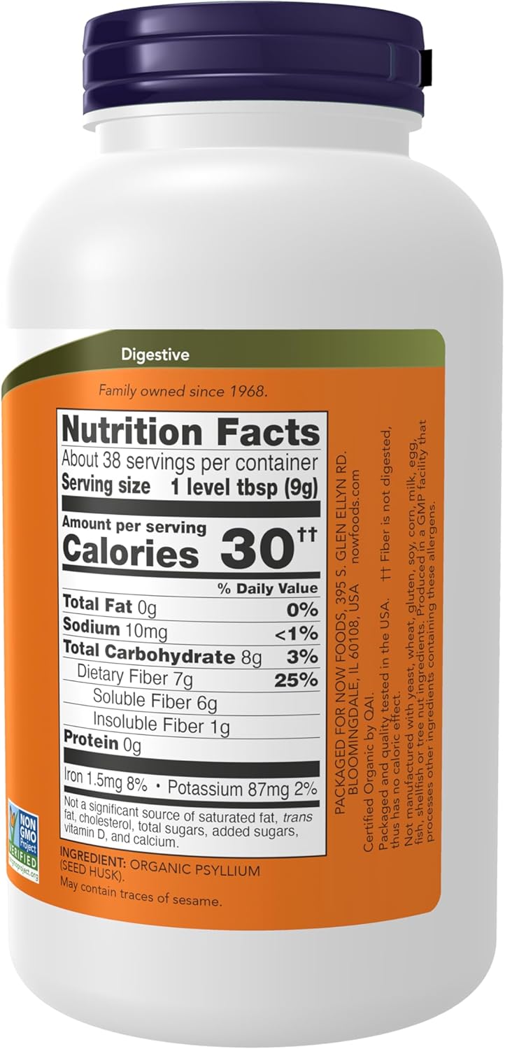 Now Psyllium Powder Organic 12oz