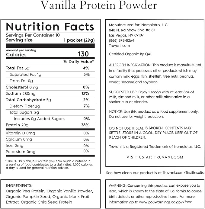 Truvani Protein - Vanilla Plant Protein 1oz