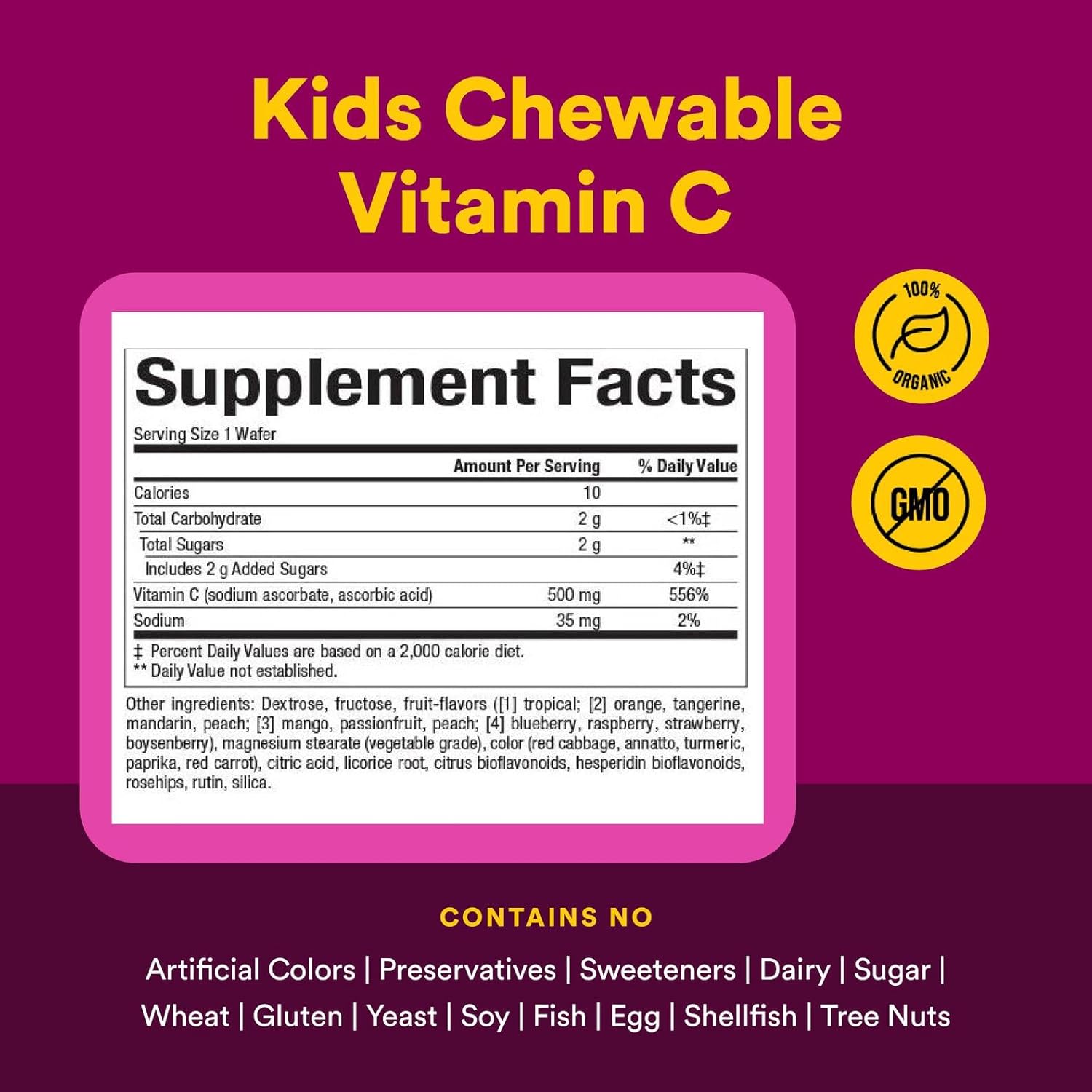 Natural Factors Vitamin C 500mg Mixed Fruit 90ch