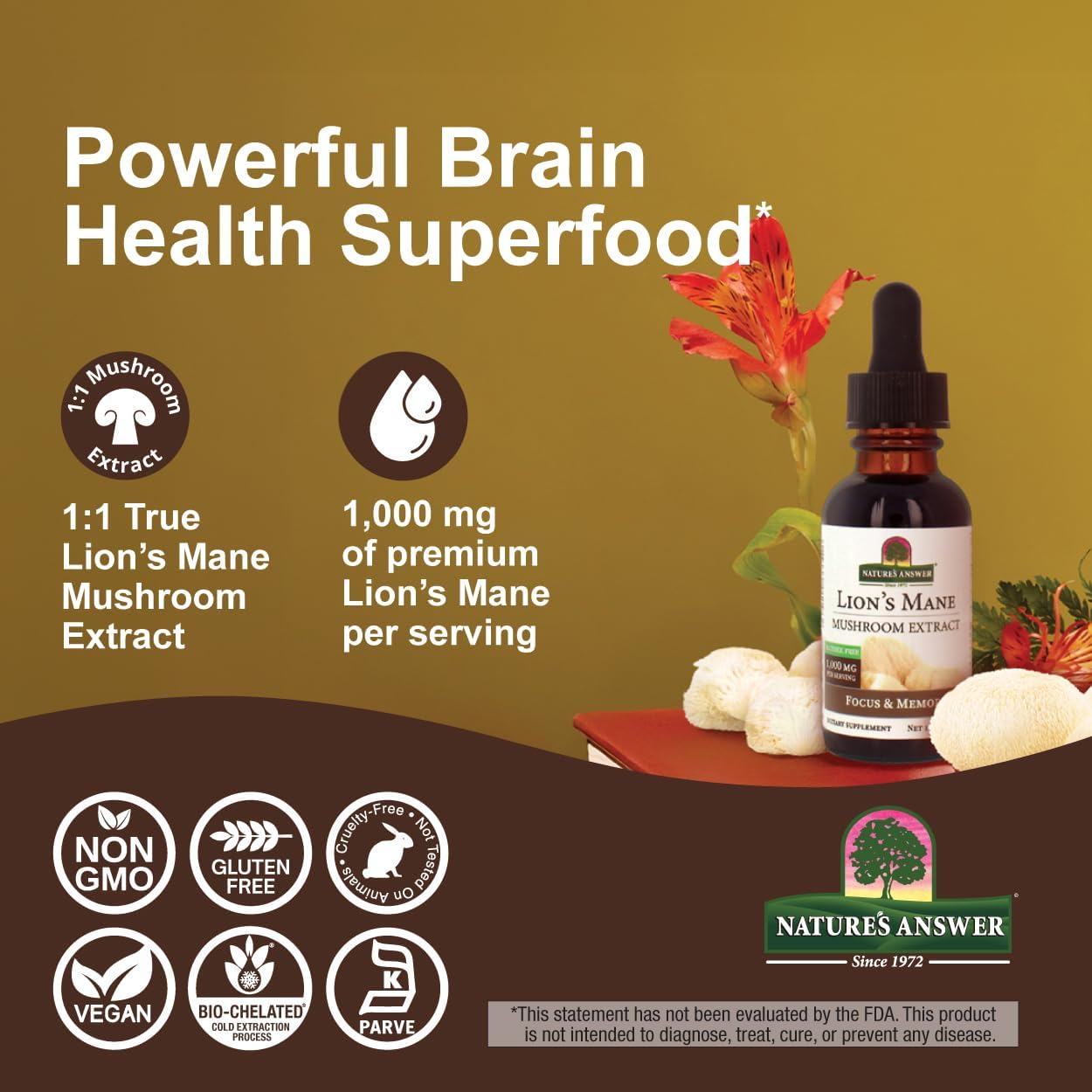 Natures Answer Lions Mane Alcohol Free 1oz