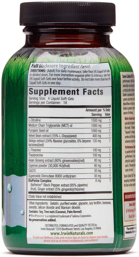 Supplement Facts Irwin Steel Libido Red 75sg | Healthway
