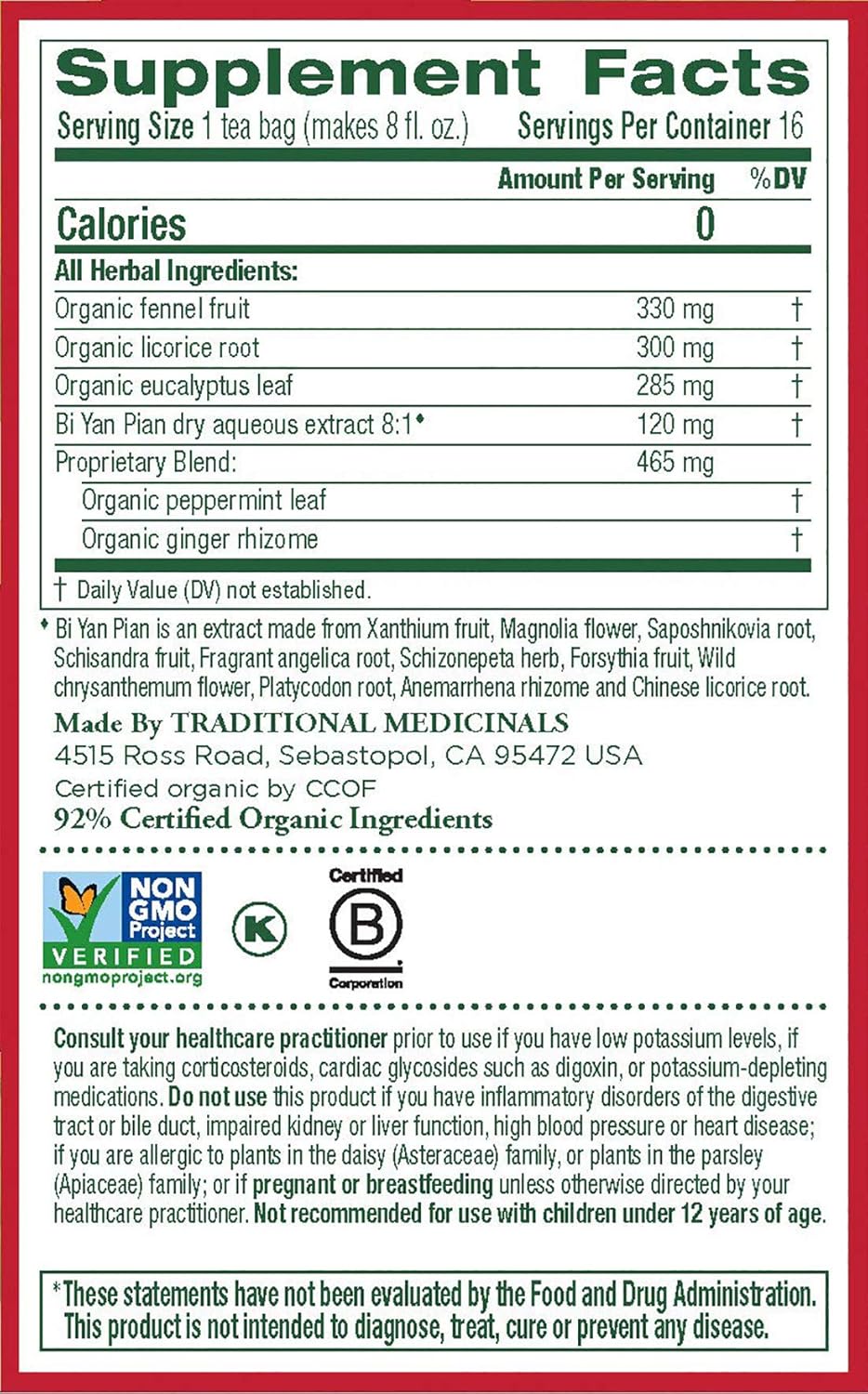 Traditional Medicinals Breathe Easy Tea 16bg