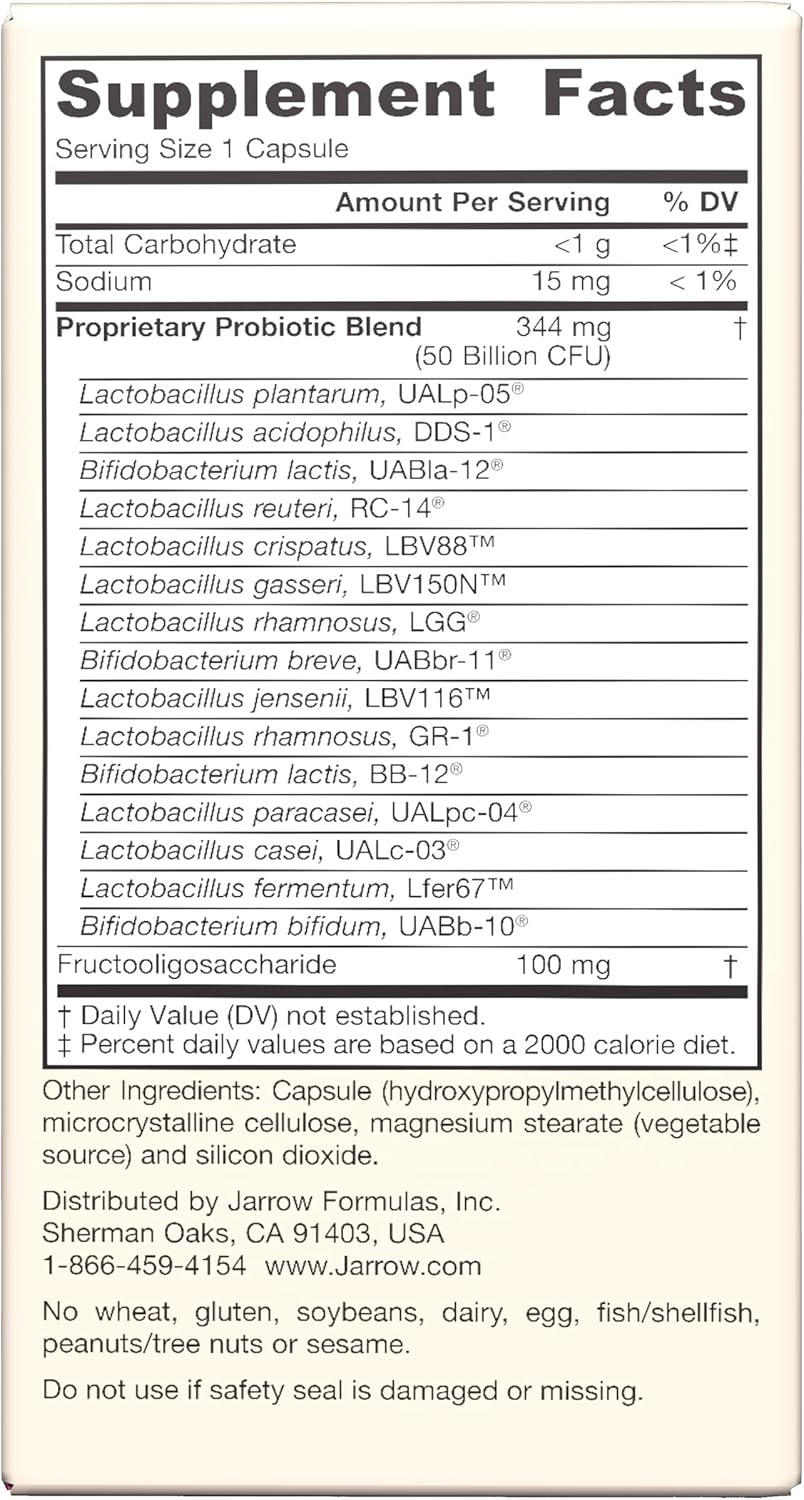 Supplement Facts Jarrow FemDophilus Ultra 30cp | Healthway