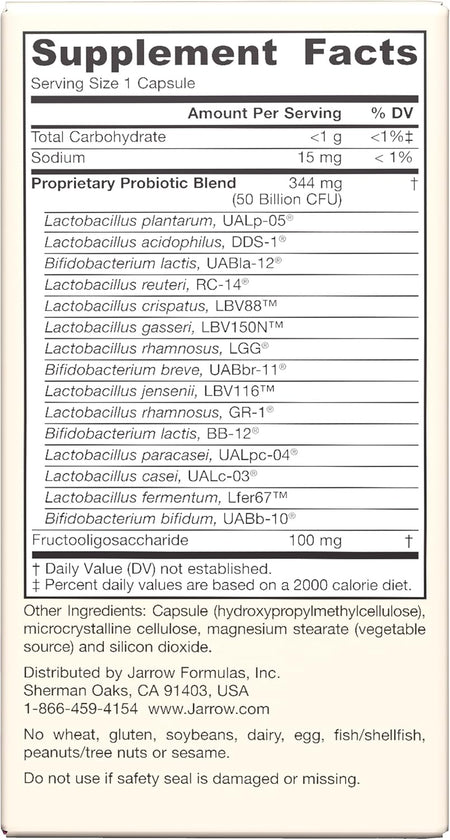 Supplement Facts Jarrow FemDophilus Ultra 30cp | Healthway