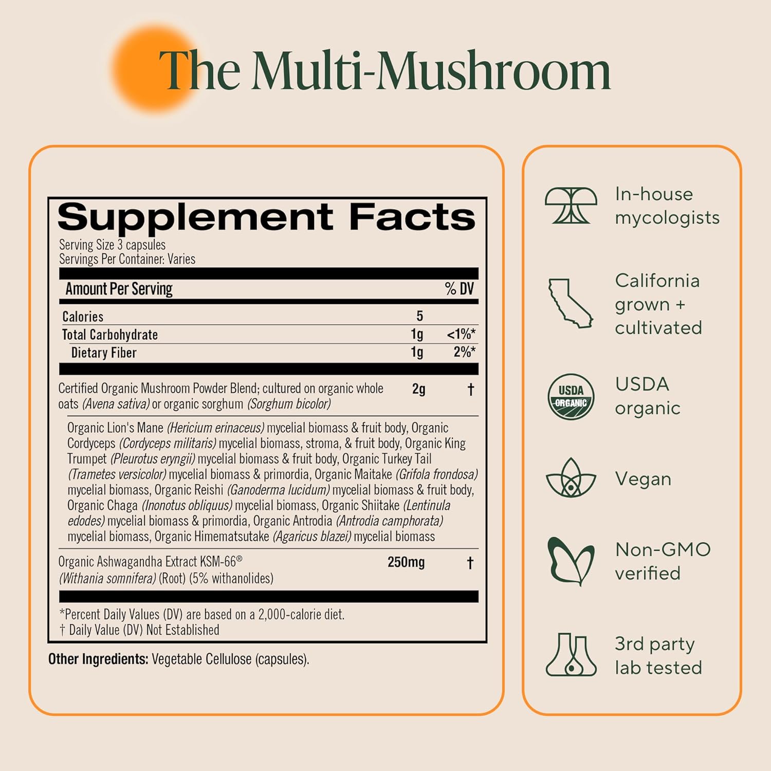 Supplement Facts OM Mushroom Master Blend | Healthway
