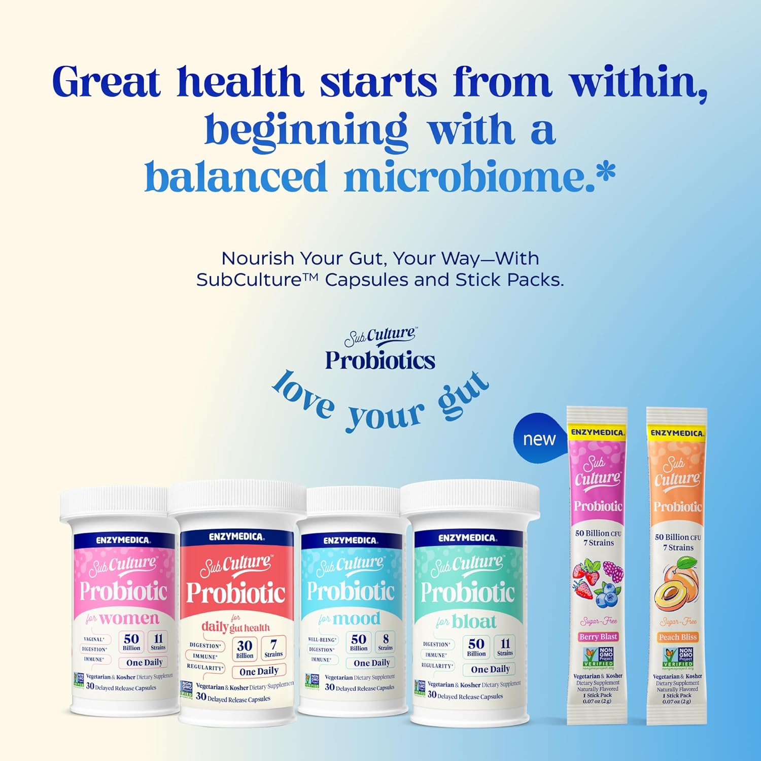 Enzymedica ProbioStick 50B Peach 20pk