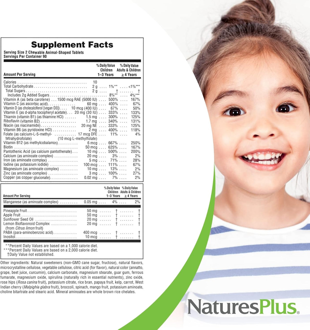 Supplement Facts Natures Plus Animal Parade Children's Multivitamin