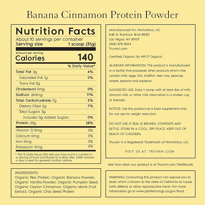 Truvani Banana Cinnamon Protein Powder - Healthway