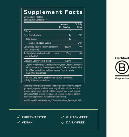 Supplement Facts Gaia Digestive Comfort 14tb | Healthway