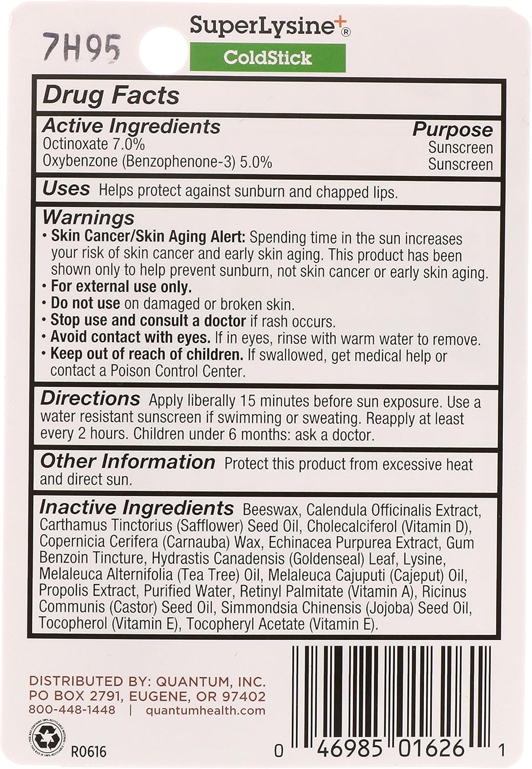 Quantum SuperLysine ColdStick .18oz